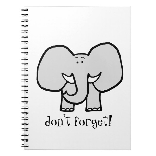 Große Ohren der Elefant vergessen nicht Notizbuch Notizblock (Vorderseite)