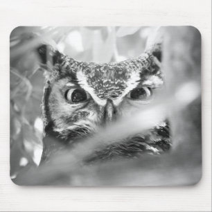 Große Ohreneule Foto-Mauspad Schwarz & Weiß Mousepad