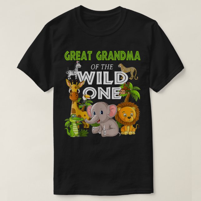 Große Oma des wilden Zoo Birthday Safari T-Shirt (Design vorne)