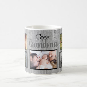 Große Oma-Fotos auf Rustikalem Holz Kaffeetasse