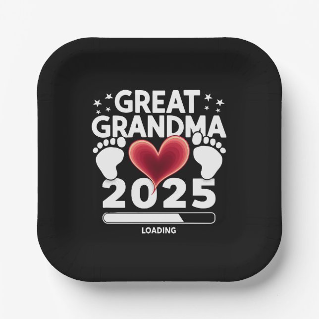 Große Oma Loading 2025 Schwangerschaftsankündigung Pappteller (Vorderseite)