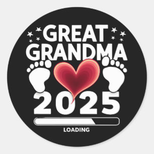 Große Oma Loading 2025 Schwangerschaftsankündigung Runder Aufkleber