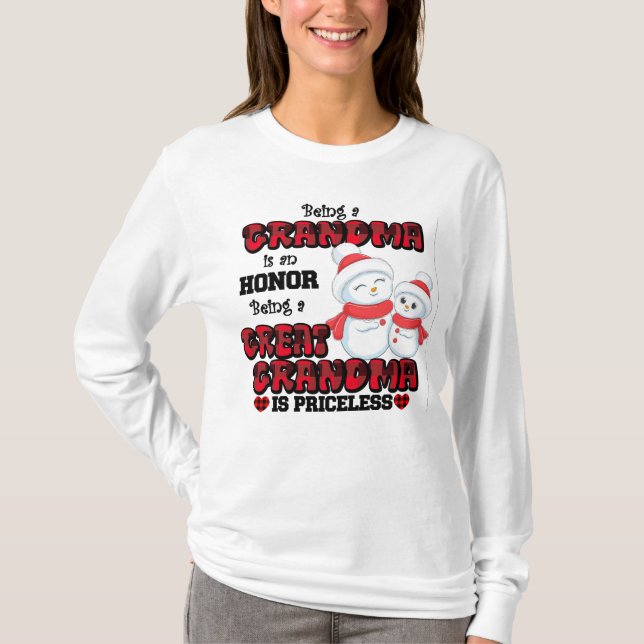 Große Oma Priceless Snowman T-Shirt (Vorderseite)