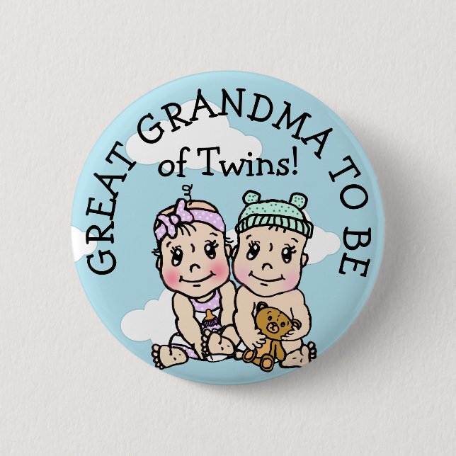 Große Oma zu Zwillingen, Baby Showknopf Button (Vorderseite)