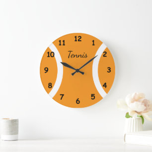 Große orange runde Tennisball-Sportwanduhr Wanduhr