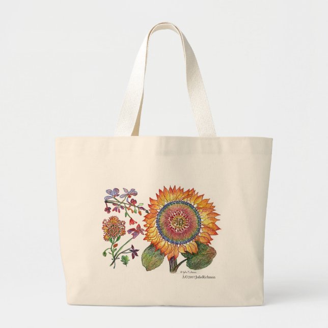 Große orange Tasche der Blumen-Botanical46 (Vorne)