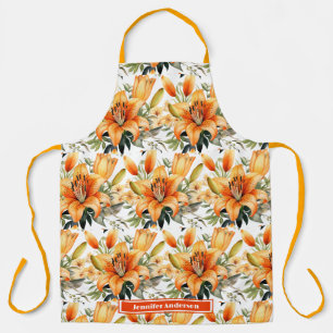 Große Orange Tiger Stargazer Lily Floral Schürze