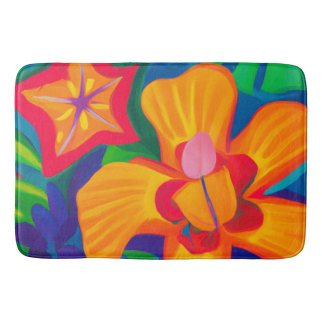 Große orange tropische Blume Badematte (Vorderseite)