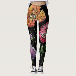 Große Orangefarbene Mohnblume Leggings
