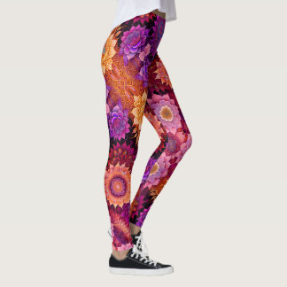 Große Orangen-, Rosa- und Lilatönen Leggings