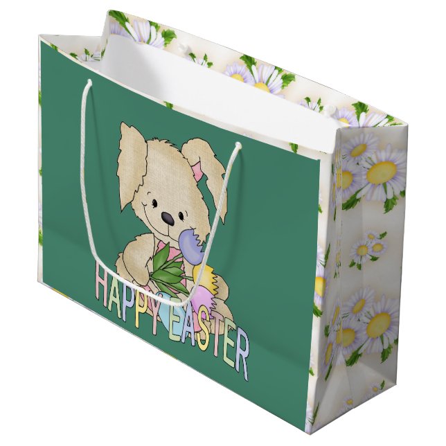 Große Osterhasen-Feriengeschenktasche Geschenktüte (Vorderseite Schrägansicht)