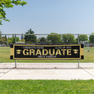 Große Outdoor-Black & Gold-Abschluss-Banner Banner