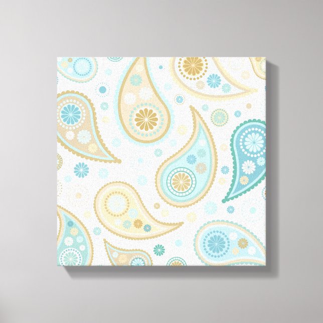 Große Paisley Funky Print (Light Blue Background) Leinwanddruck (Vorderseite)