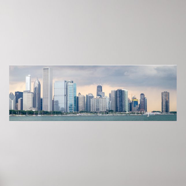 Große Panoramaaufnahme Chicago Skyline Bilder Poster (Vorne)