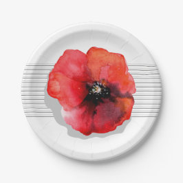 Große Papierplatte aus rotem Mohn Pappteller