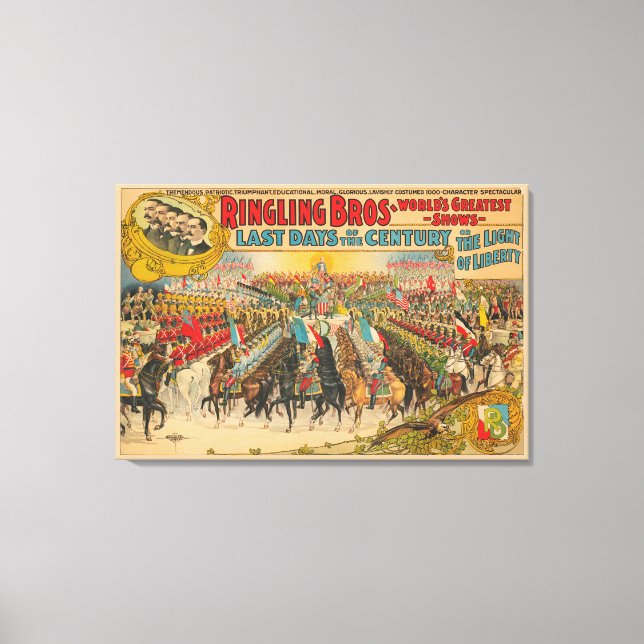 Große Parade mit Männern in Uniform auf Pferd Leinwanddruck (Vorderseite)