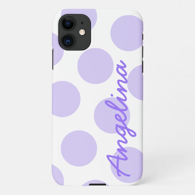 Große Pastell Lila Polka Dot Muster Personalisiert iPhone 11 Hülle (Rückseite)