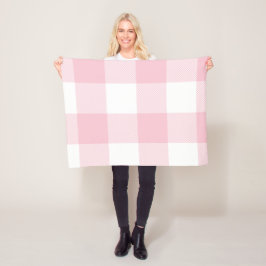 Große Pastellrosa und Weiß Gingham Kariert Fleecedecke