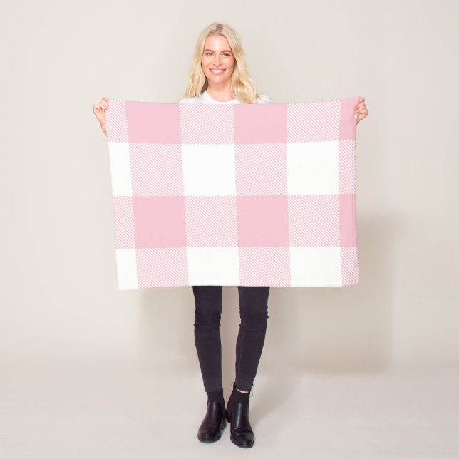 Große Pastellrosa und Weiß Gingham Kariert Fleecedecke (Beispiel)