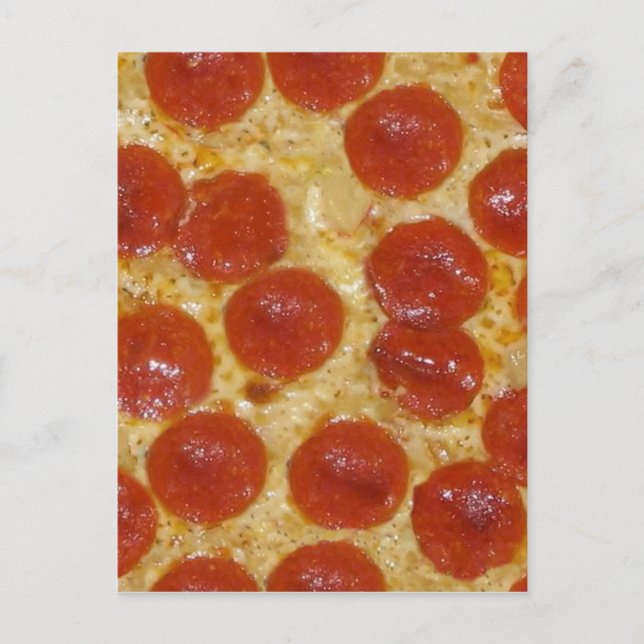 große Pepperoni-Pizza Postkarte (Vorderseite)