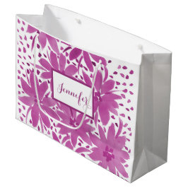 Große Personalisierte Girl-Floral Pink-Tasche Geschenktüte