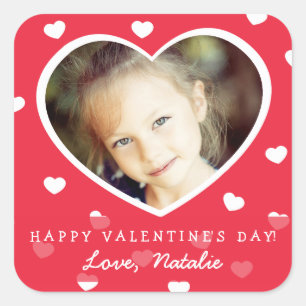 Große Personalisierte Valentine-Foto-Aufkleber /  Quadratischer Aufkleber
