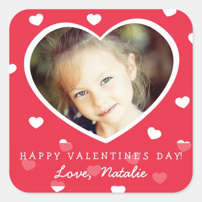 Große Personalisierte Valentine-Foto-Aufkleber / R Quadratischer Aufkleber (Vorderseite)
