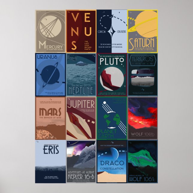 Große Plakatkollektion für Weltraumreisen Poster (Vorne)