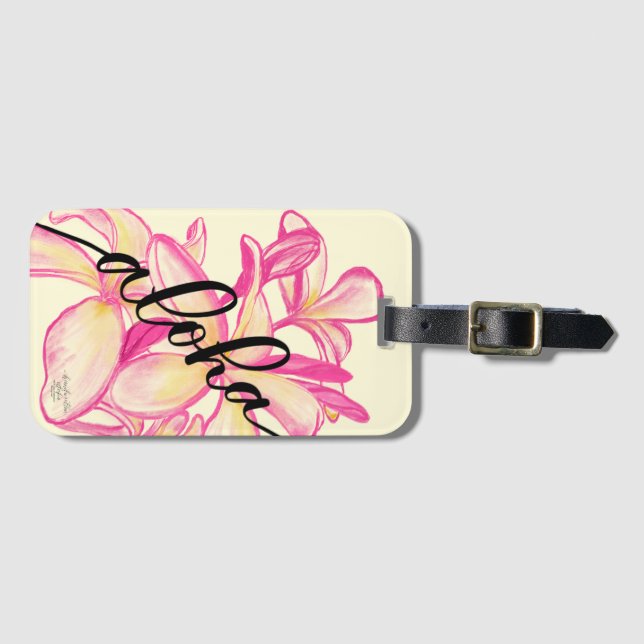 Große Plumeria-Aloha Hawaii-Taschen-Umbauten Gepäckanhänger (Vorderseite (Horizontal))