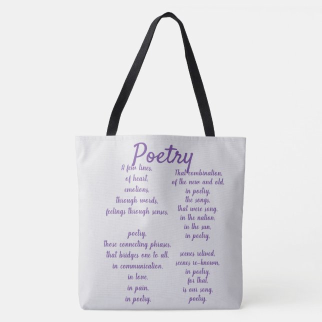 Große Poesie Tote Beutel Lila Tasche (Vorderseite)