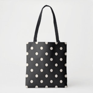 Große Polka-Punkte Antiquweiß und Schwarz Tasche