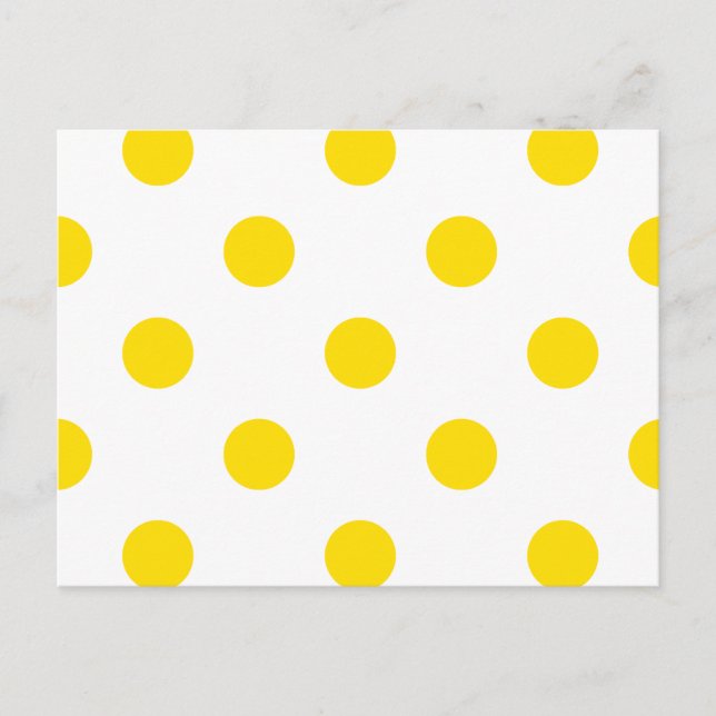 Große Polka-Punkte - goldenes Gelb auf Weiß Postkarte (Vorderseite)