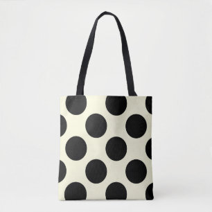 Große Polka Punkte Kreise Muster schwarz und creme Tasche
