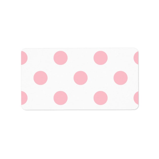 Große Polka-Punkte - Rosa auf Weiß Adressaufkleber (Vorne)