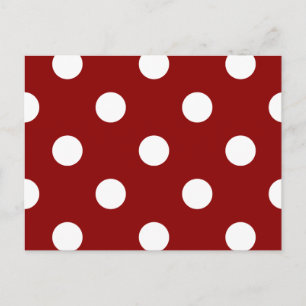 Große Polka-Punkte - Weiß auf dunkelrot Postkarte