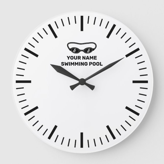 Große Poolmauer mit individuelle Name Große Wanduhr (Vorderseite)