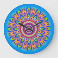 Große psychedelische Mandala-Blues-Wanduhr