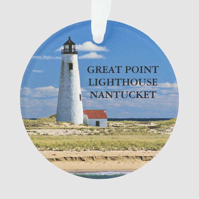 Große Punkt-Leuchtturm Nantucket MA Verzierung Ornament (Vorderseite)