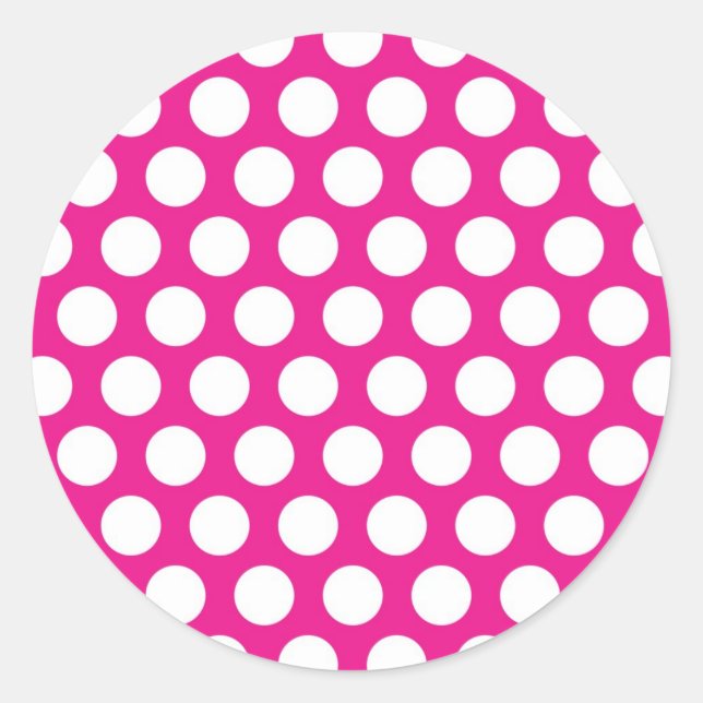 Große Punkte auf Hot Pink Design Runder Aufkleber (Vorderseite)