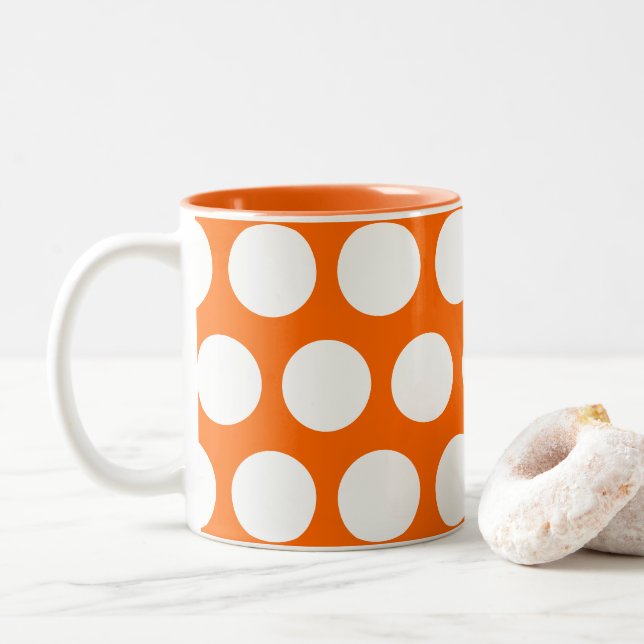 Große Punkte Zweifarbige Tasse (Mit Donut)