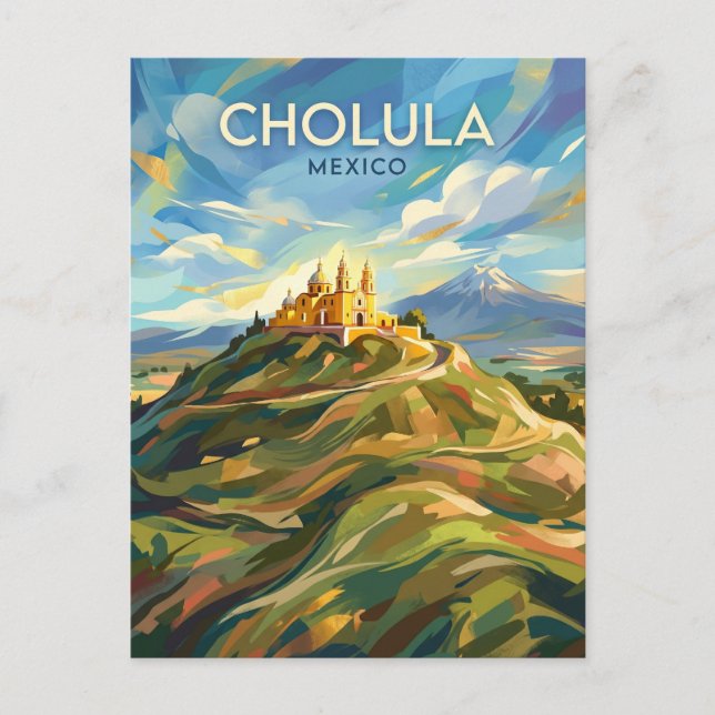 Große Pyramide von Cholula Mexiko Postkarte (Vorderseite)