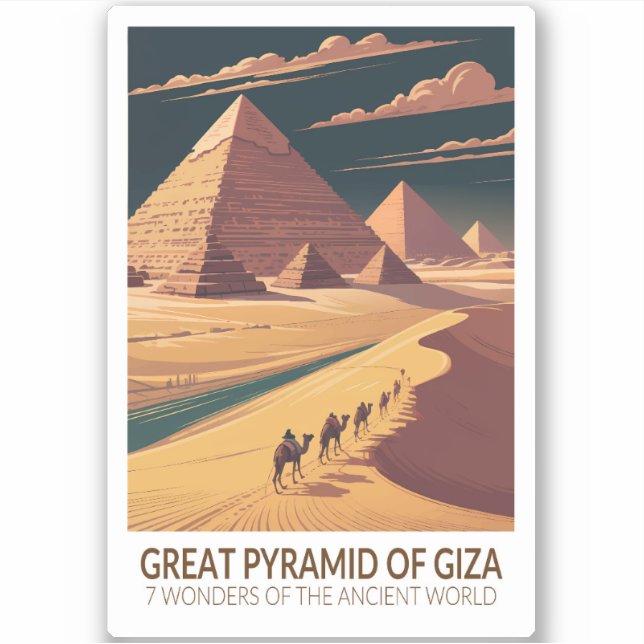 Große Pyramide von Giza Sieben Weltwunder Aufkleber (Vorderseite)