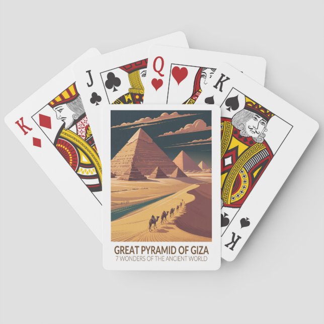 Große Pyramide von Giza Sieben Weltwunder Spielkarten (Rückseite)