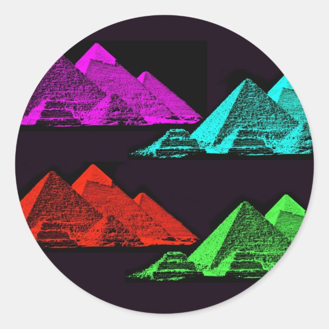 Große Pyramide von Gizeh Collage Runder Aufkleber (Vorderseite)