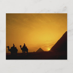 Große Pyramiden von Giza, Ägypten bei Sonnenunterg Postkarte