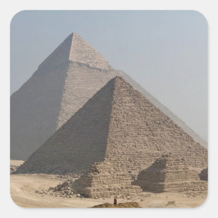 Große Pyramiden von Giza unter klarem Blau, Ägypte Quadratischer Aufkleber