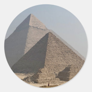 Große Pyramiden von Giza unter klarem Blau, Ägypte Runder Aufkleber