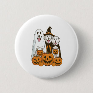 Große Pyrenäen Dog Ghost Hexenmeister Halloween Ma Button