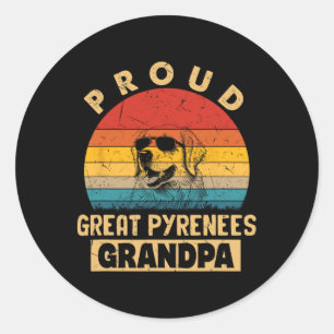 Große Pyrenäen Großvater Hund gibt Funny Grand Paw Runder Aufkleber