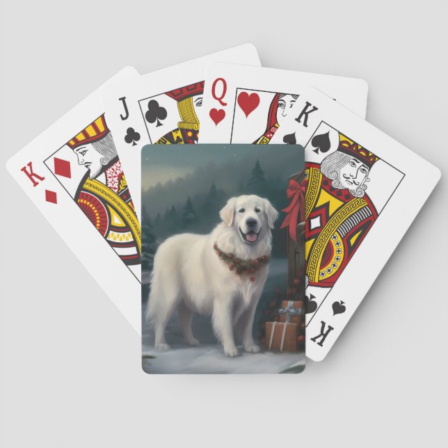 Große Pyrenäen Hund im Schnee Weihnachten Spielkarten (Rückseite)